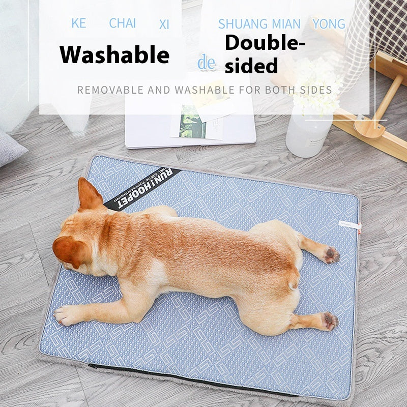 Dog Cooling Mat Floor Mat Ice Pad for summer pets, featuring a washable and double-sided design for comfort.